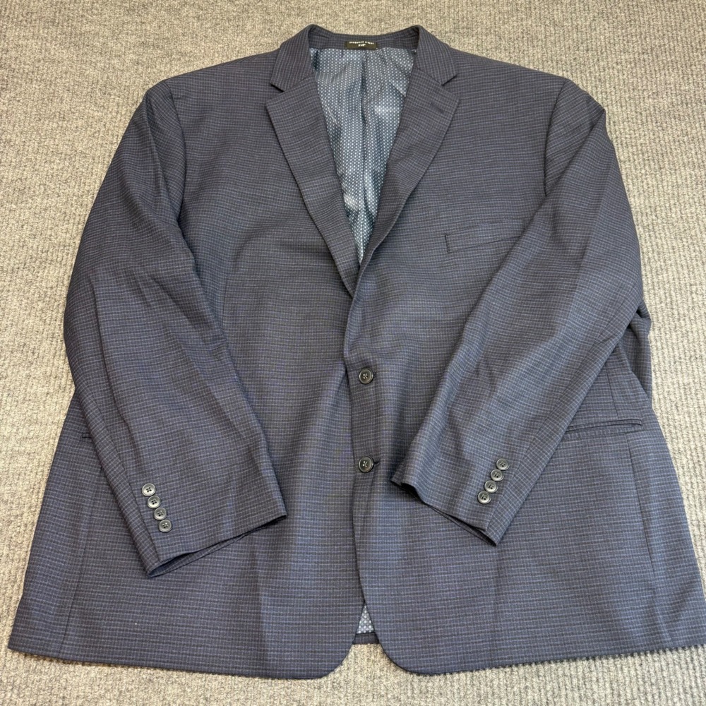 Shaquille O'Neal XLG‎ Men's 56R Blue Check Blazer Sport Coat Big Tall